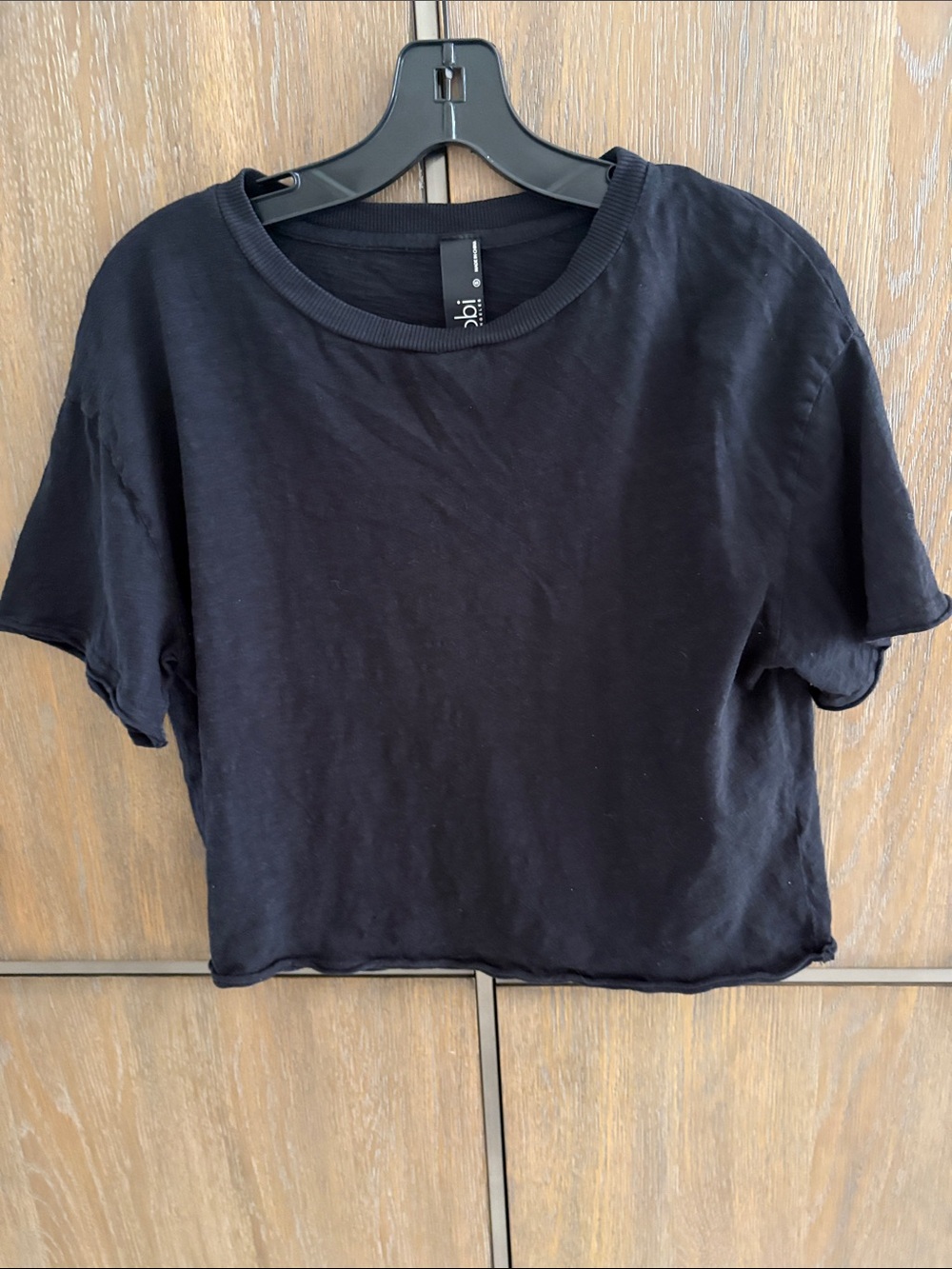 bobi Black Cropped Cotton Short Sleeve Tee